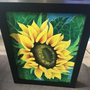 Sunflower Oil Painting with Gallery Wall Frame
